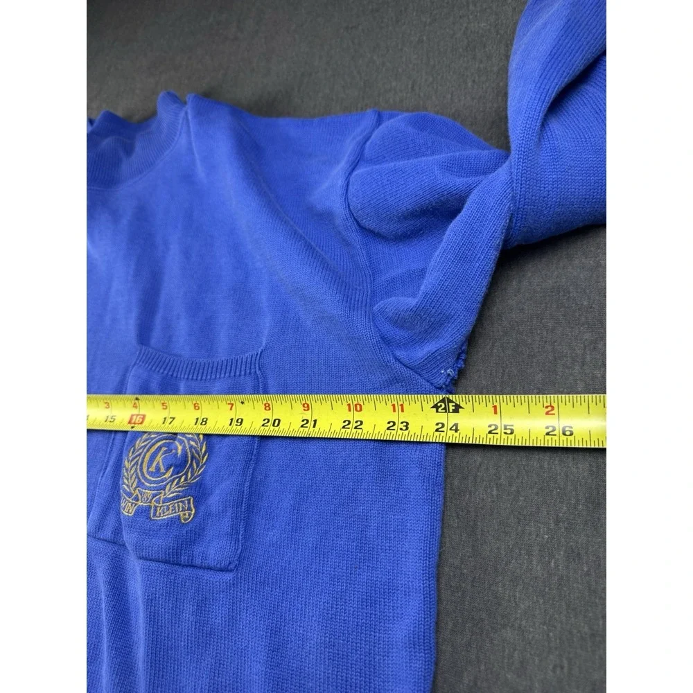 Calvin Klein Sweater Mens L Pullover Blue Cotton Casual distressed 89 Collection